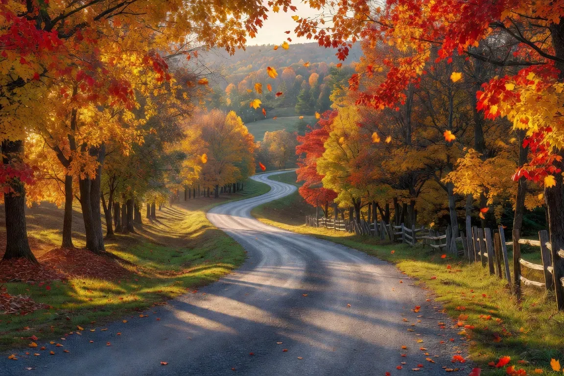 Route panoramique au cœur du feuillage d'automne québécois