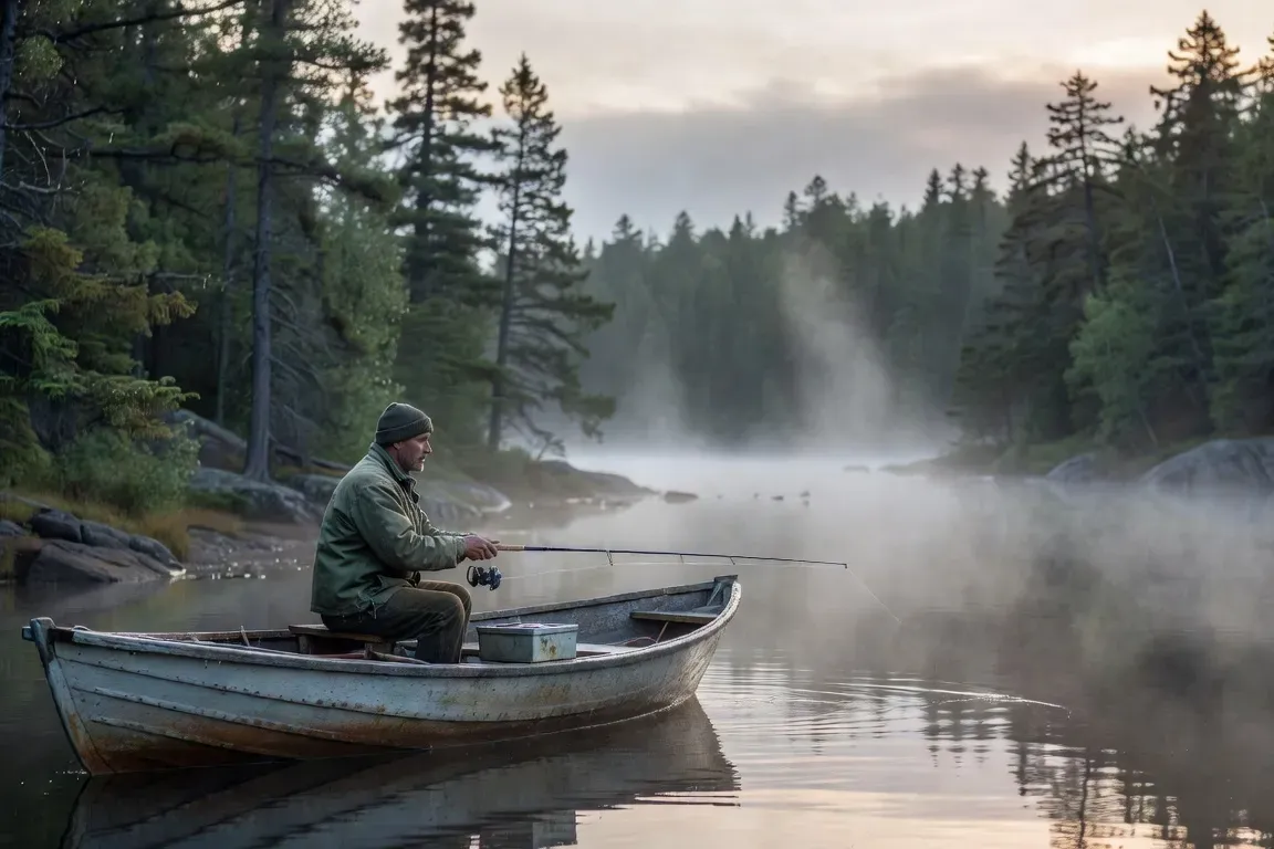 Pêche au doré sur un lac tranquille des Outaouais