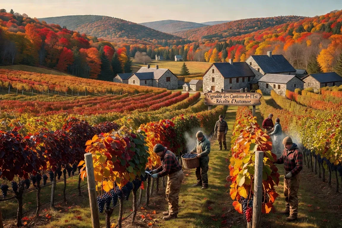 Vignoble des Cantons-de-l'Est lors des vendanges d'automne
