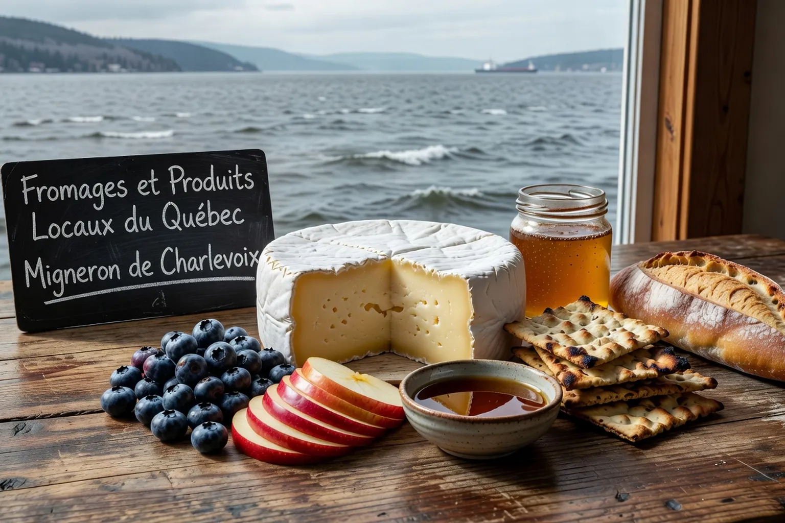 Plateau de fromages du terroir québécois, Migneron et produits de Charlevoix